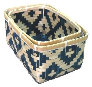 Bamboo Shelf Baskets - 4 Sizes (Natural & Blue)