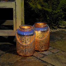 Large Metallic Glass Candle Lanterns