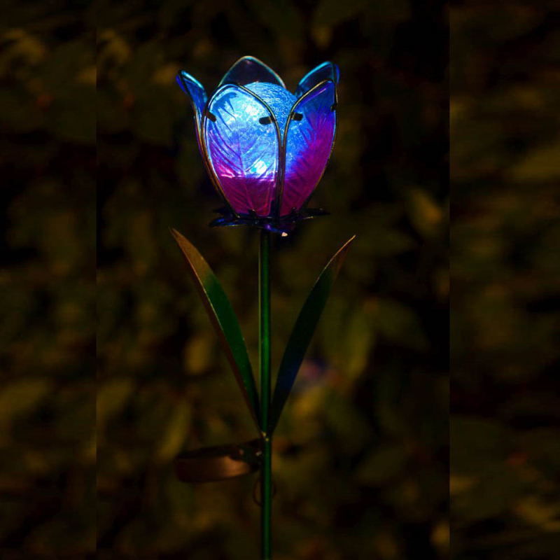 Glass Solar Tulip Flower Light