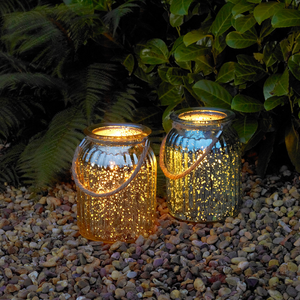 Medium Metallic Glass Candle Lanterns